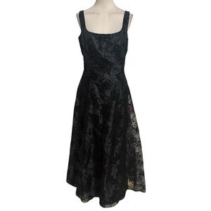 Gunne Sax Jessica McClintock Black Floral Maxi Dress Sz 11 Vintage Party Costume
